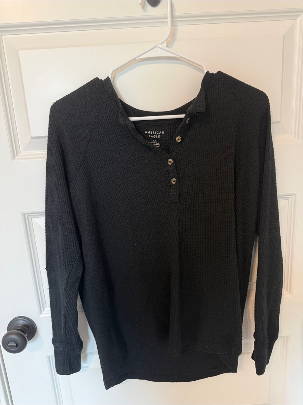 American Eagle Outfitters Black Waffle Long Sleeve